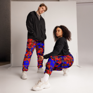 Unisex Track Pants – Haiti Emblem Geo Print | Lightweight Water‑Resistant Streetwear