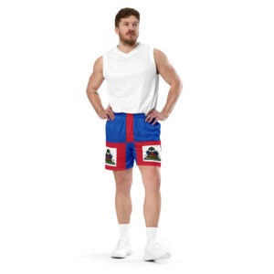 Haiti Flag Pattern Unisex Mesh Shorts | Moisture‑Wicking, UPF50+, Recycled Fabric