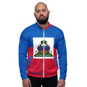 Haiti Flag Unisex Bomber Jacket | Soft Fleece Interior, All‑Over Flag Print